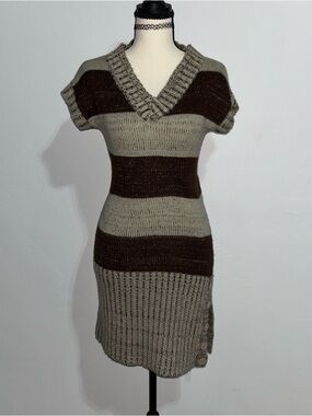 Lipstick Boutique Brown and Tan Striped Knit Dress